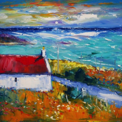Early morning storm on the golden road Isle of Harris 18x32